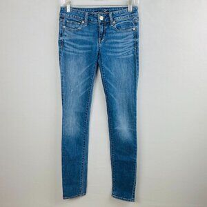 American Eagle Jeans Womens 0 Long Skinny Whiskered Casual Jeans